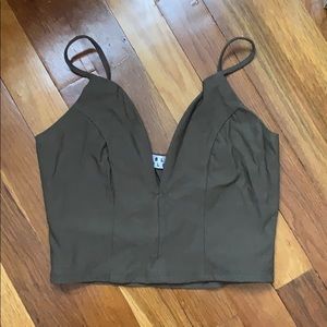 Army green crop tank top